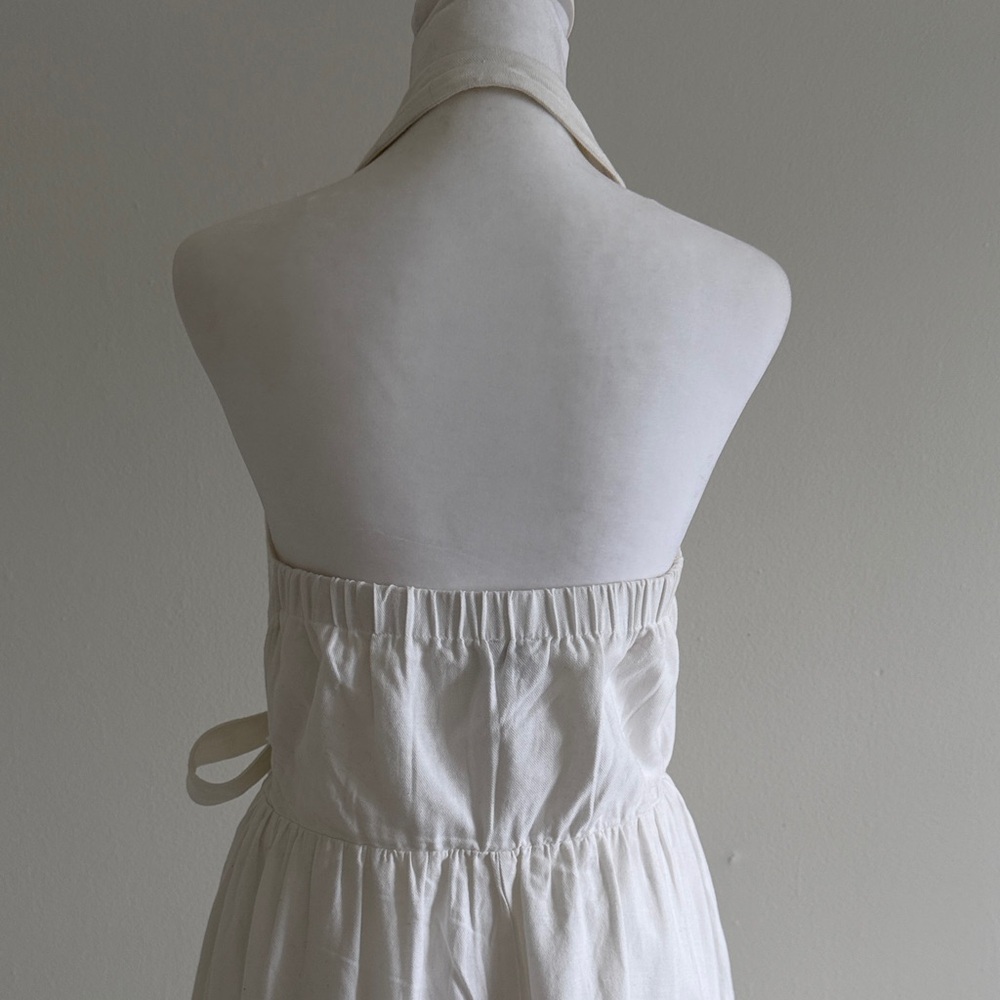 INC International Concepts White Asymmetrical Palm-Embroidered Midi Dress - Picture 6 of 7